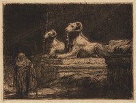 KG 09961
          <br/>
          Staande man bij gebeeldhouwde fantasie-dieren
          <br/>
          <em>Bauer, Marius (1867-1932)</em>